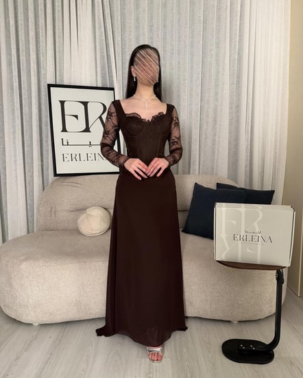 فستان فلورا بني