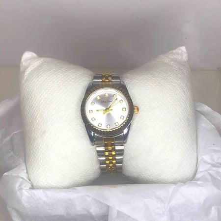 ساعة شبيه رولكس أطفال عصرية ذات كرستال براق، مطلية بالذهب عالي الجودة، ساعة من الاستيل المقاوم للماء