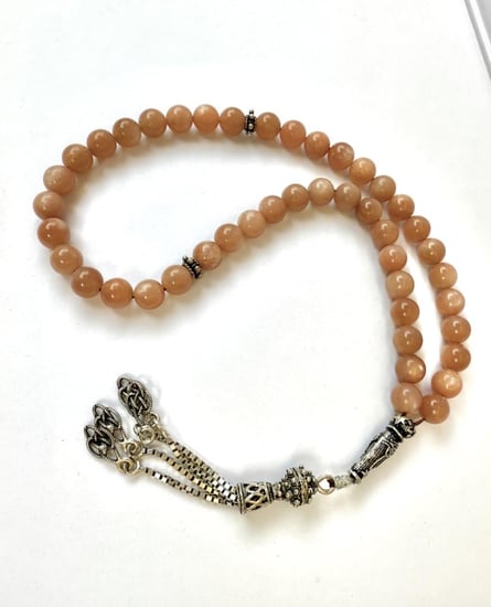 سبحة حجر الشمس sunstone بالفضة