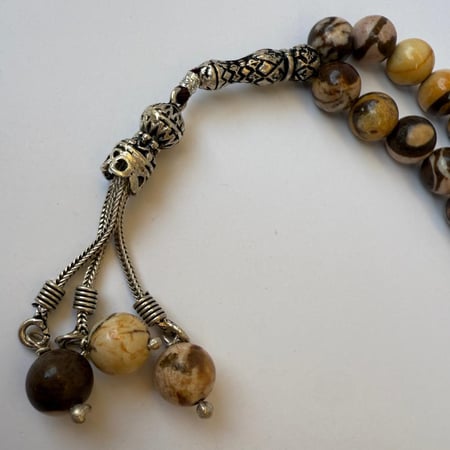 سبحة حجر جاسبر  Picture Jasper بالفضة