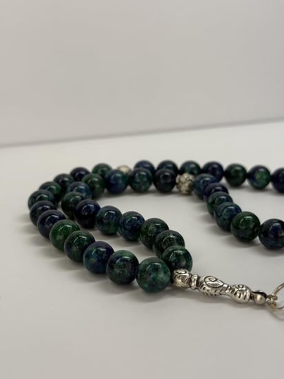 سبحة حجر ازورايت بالفضة