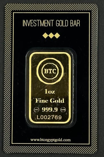 سبيكة ذهب 1 اونصة عيار 24 بي تي سي BTC