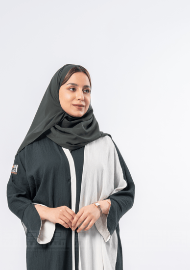 عباية زيتية بشال أبيض 1147