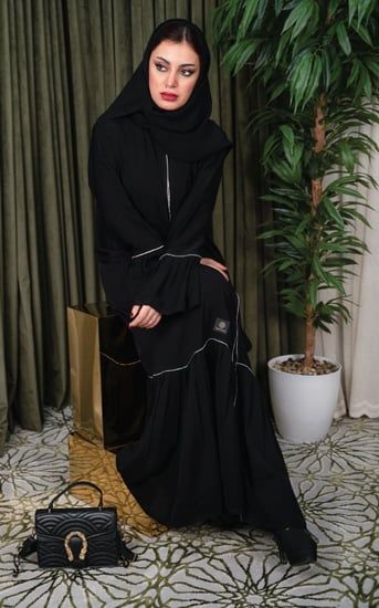 عباية اسود كسرات مع كرستال