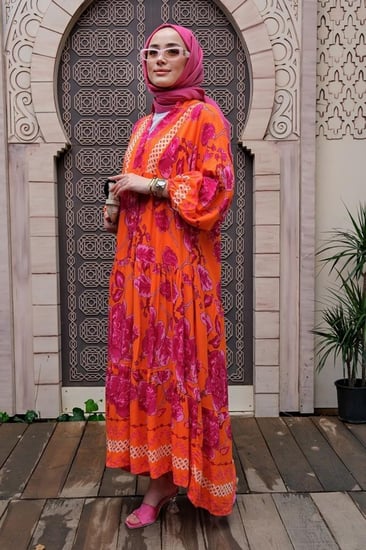 فستان قطن تركي مفرفش