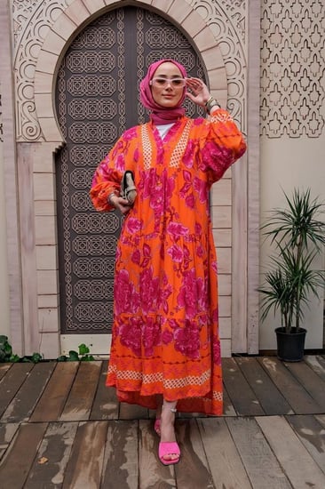 فستان قطن تركي مفرفش