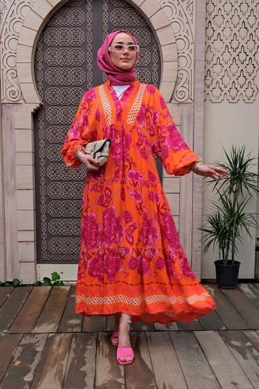 فستان قطن تركي مفرفش