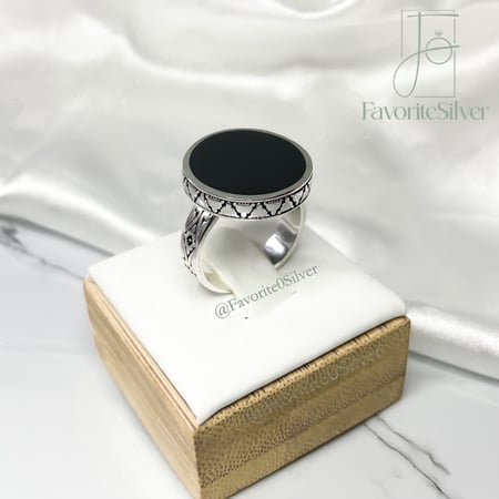 خاتم فضة دائري مزخرف عيار 925