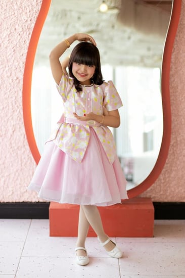 فستان وردي مشجر منفوش