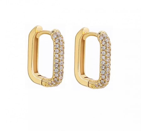 حلق زركون المربع  الذهبي