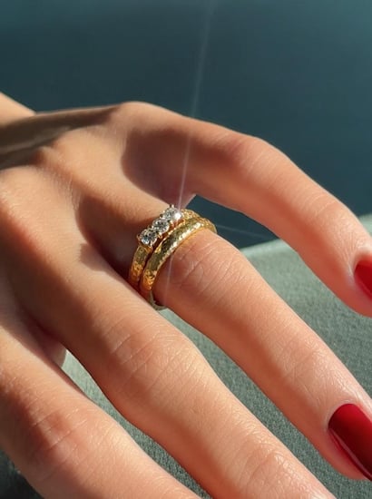 Twins- Princess Ring With Three Diamonds
