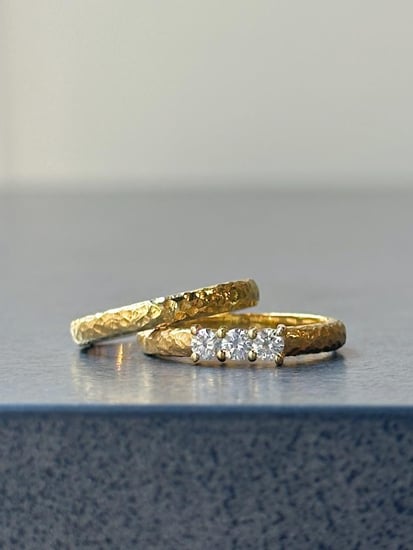 Twins- Princess Ring With Three Diamonds