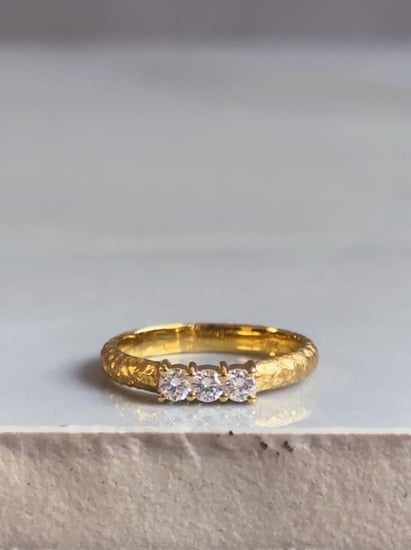 Princess Ring With Three Diamonds