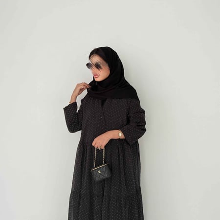 عباية شيفون طبقات مبطنة مع فصوص فضي