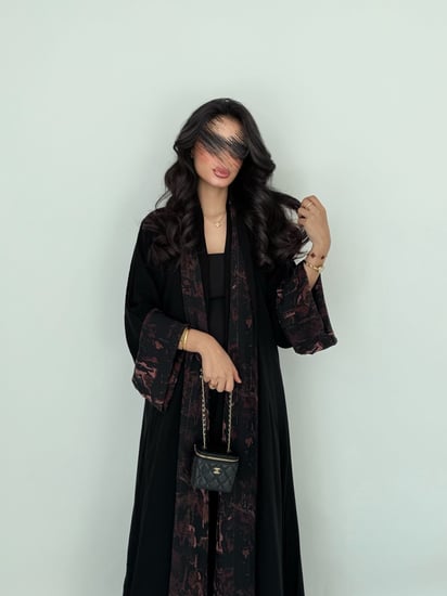 عباية دبل فيس شيفون بني صيفي