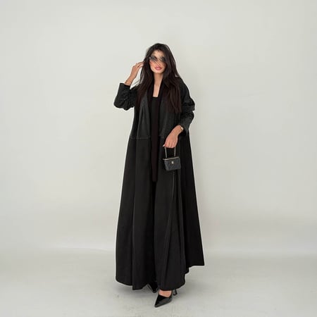 عباية قماش شامواه كلوش مع كسرات