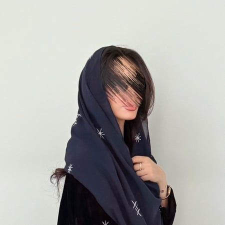 طرحة كحلي مطرزة نجوم