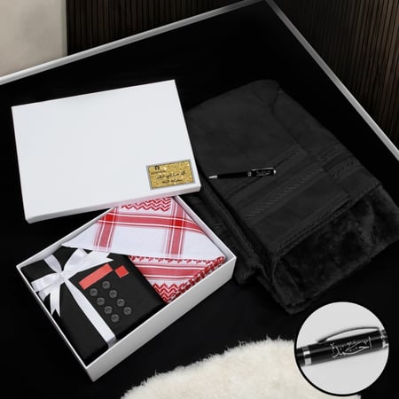 اهداء رجالي بوكس شماغ طقم ساعه واكسوارات و عباره من اختيار العميل الموديل HM-265798