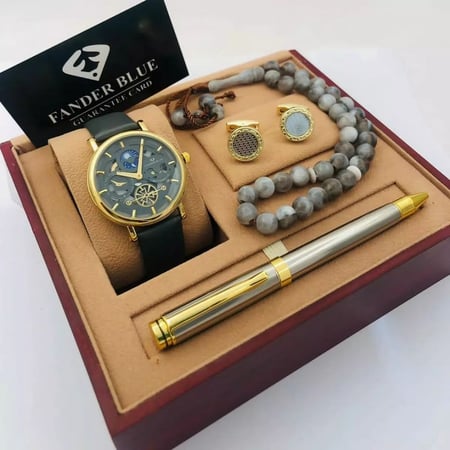 أطقم ساعات رجالية راقية مع مجموعة إكسسوارات أنيقة ومميزة