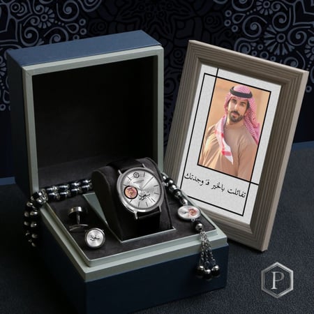 أطقم ساعات رجالية كلاسيك سير جلد مع إكسسوارات أنيقة بتصميم حسب الطلب موديل MN-667