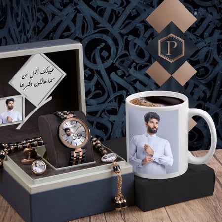 أطقم ساعات رجالية راقية مع مجموعة إكسسوارات أنيقة بتصميم خاص حسب الطلب موديل MN-749