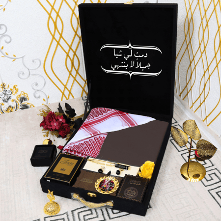 بكس رجالية هدايا قماش وشماغ تصميم حسب الطلب موديل Gol-3787