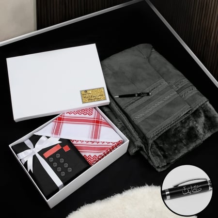 اهداء رجالي بوكس شماغ طقم ساعه واكسوارات و عباره من اختيار العميل الموديل HM-265798