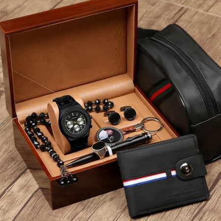 أطقم ساعات رجالية بتصميم عصري حديث مع مجموعة إكسسوارات مميزة حسب الطلب