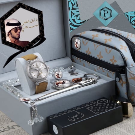 أطقم ساعات شبابية راقية سير جلد شامواه شكل حديث مع مجموعة إكسسوارات بتصميم خاص حسب الطلب موديل MN-810