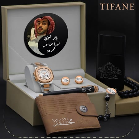 أطقم ساعات رجالية راقية مع مجموعة إكسسوارات أنيقة بتصميم خاص حسب الطلب