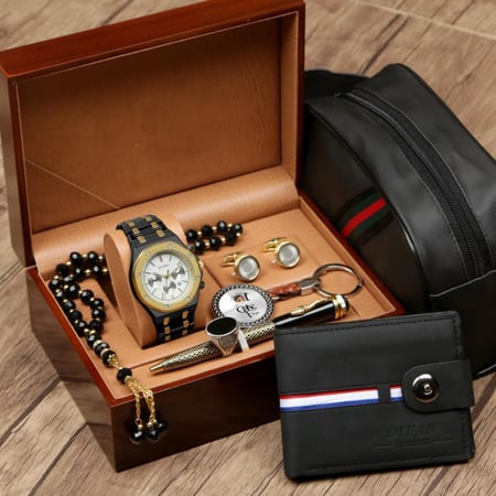 أطقم ساعات رجالية بتصميم عصري حديث مع مجموعة إكسسوارات مميزة حسب الطلب