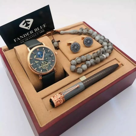 أطقم ساعات رجالية راقية مع مجموعة إكسسوارات أنيقة ومميزة