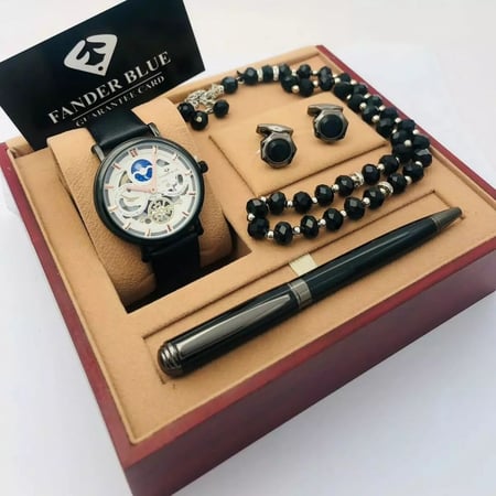 أطقم ساعات رجالية راقية مع مجموعة إكسسوارات أنيقة ومميزة