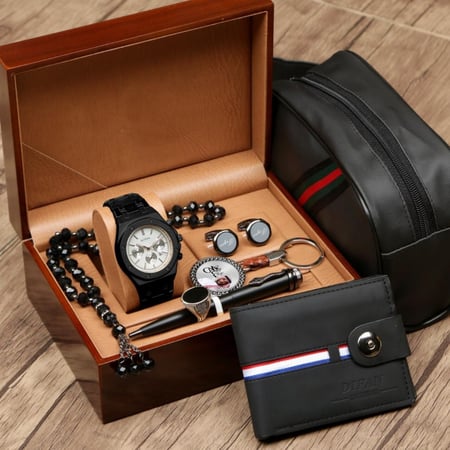 أطقم ساعات رجالية بتصميم عصري حديث مع مجموعة إكسسوارات مميزة حسب الطلب