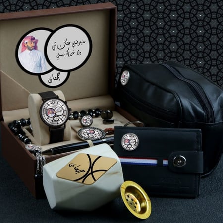 طقم هدايا رجالية فخمة تشمل مجموعة إكسسوارات أنيقة بتصميم خاص حسب الطلب موديل MN-671