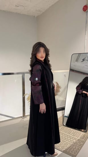 عبايه قماش كتان سواد فاحم ORa 121