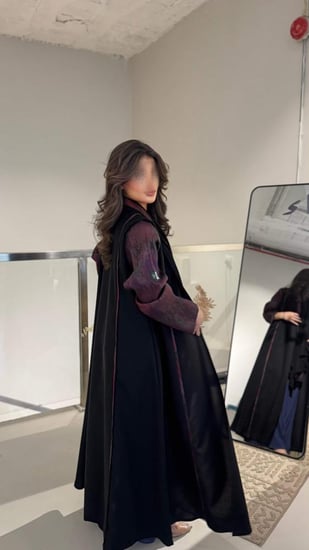 عبايه قماش كتان سواد فاحم ORa 121