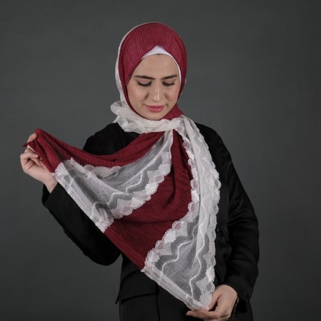 طرحة كشمير بشرحات دانتيل