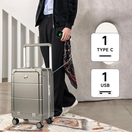 شنطة سفر محمولة ذكية – حامل أكواب، منفذ USB-C، وقفل أمان سري