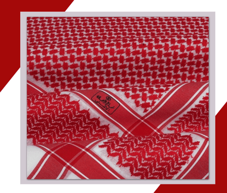 شماغ العجلان (الذهبي) رجالي أحمر غامق ختم اسود