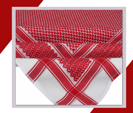 شماغ العجلان (الذهبي) رجالي أحمر غامق ختم اسود