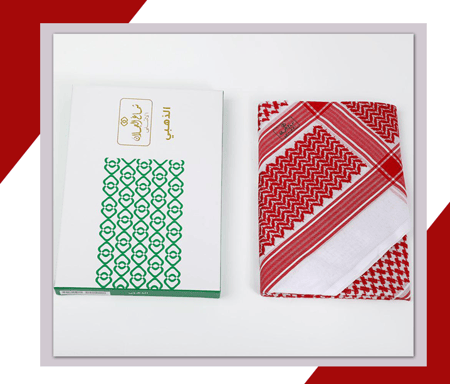 شماغ العجلان الذهبي مودرن أحمر غامق