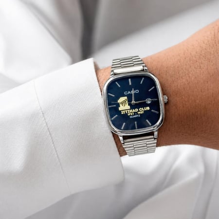 ساعة كاسيو casio LTP اسود بشعار نادي الاتحاد