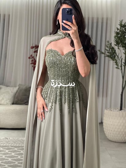 فستان تل بتطريز مميز