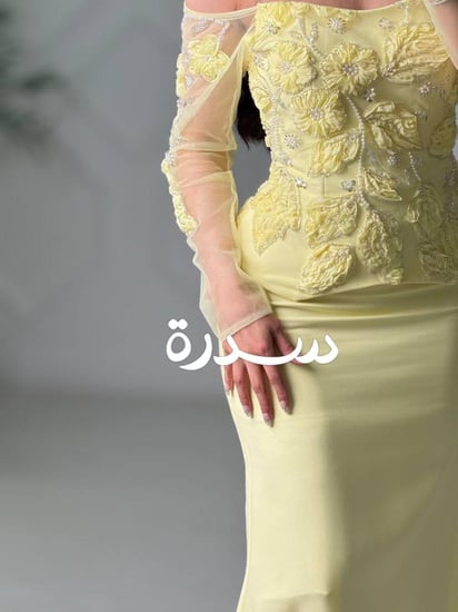 فستان سهرة كورسيه تطريز ورد