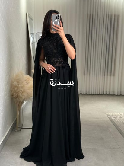 فستان سهره اسود تل تطريز