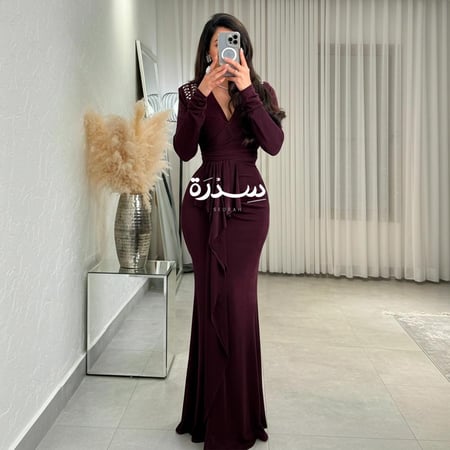 فستان سهرة ناعم كركشة فالخصر
