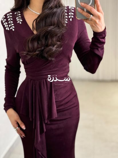 فستان سهرة ناعم كركشة فالخصر