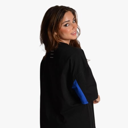 تيشيرت أوفر سايز أسود وأزرق للجنسين