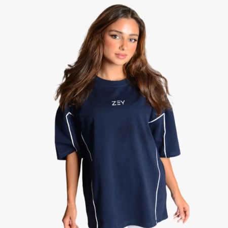 تيشيرت أوفر سايز كحلي للجنسين